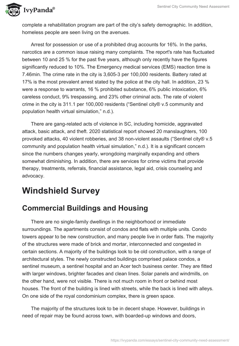 Sentinel City Community Need Assessment. Page 2