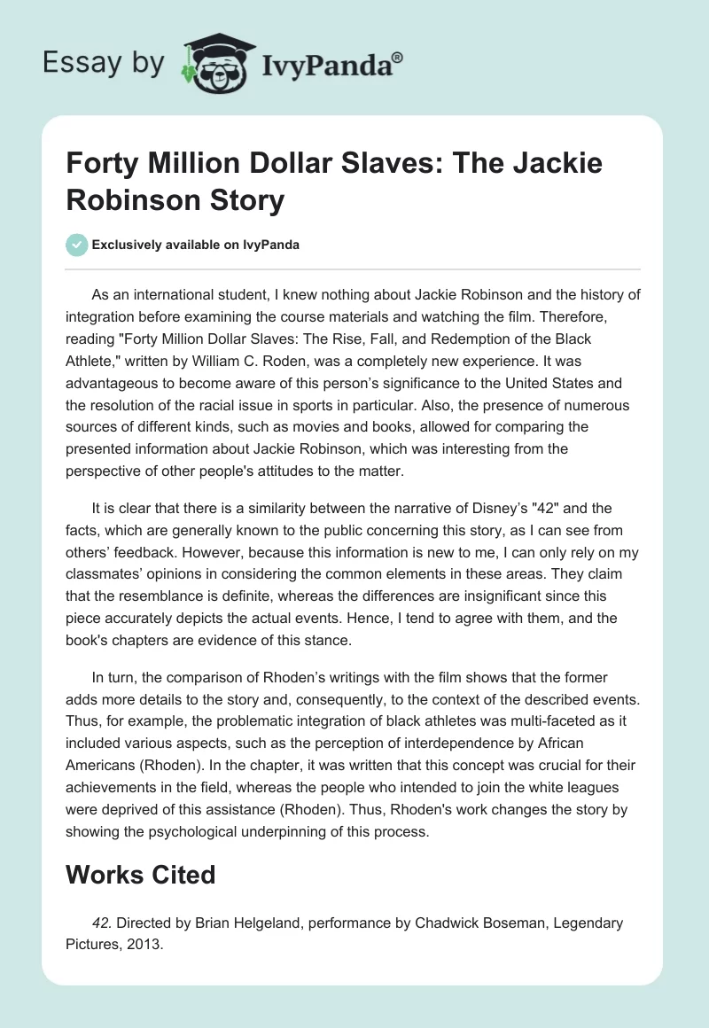 Forty Million Dollar Slaves: The Jackie Robinson Story. Page 1