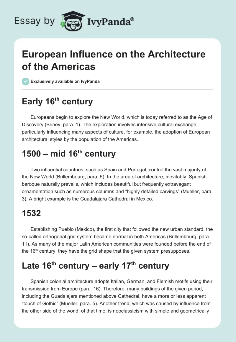 European Influence on the Architecture of the Americas. Page 1