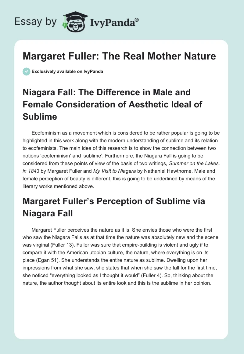 Margaret Fuller: The Real Mother Nature. Page 1