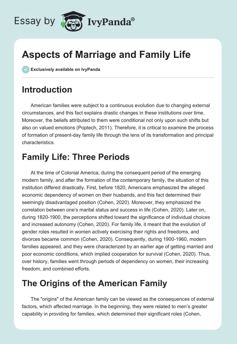 Aspects of Marriage and Family Life. Page 1