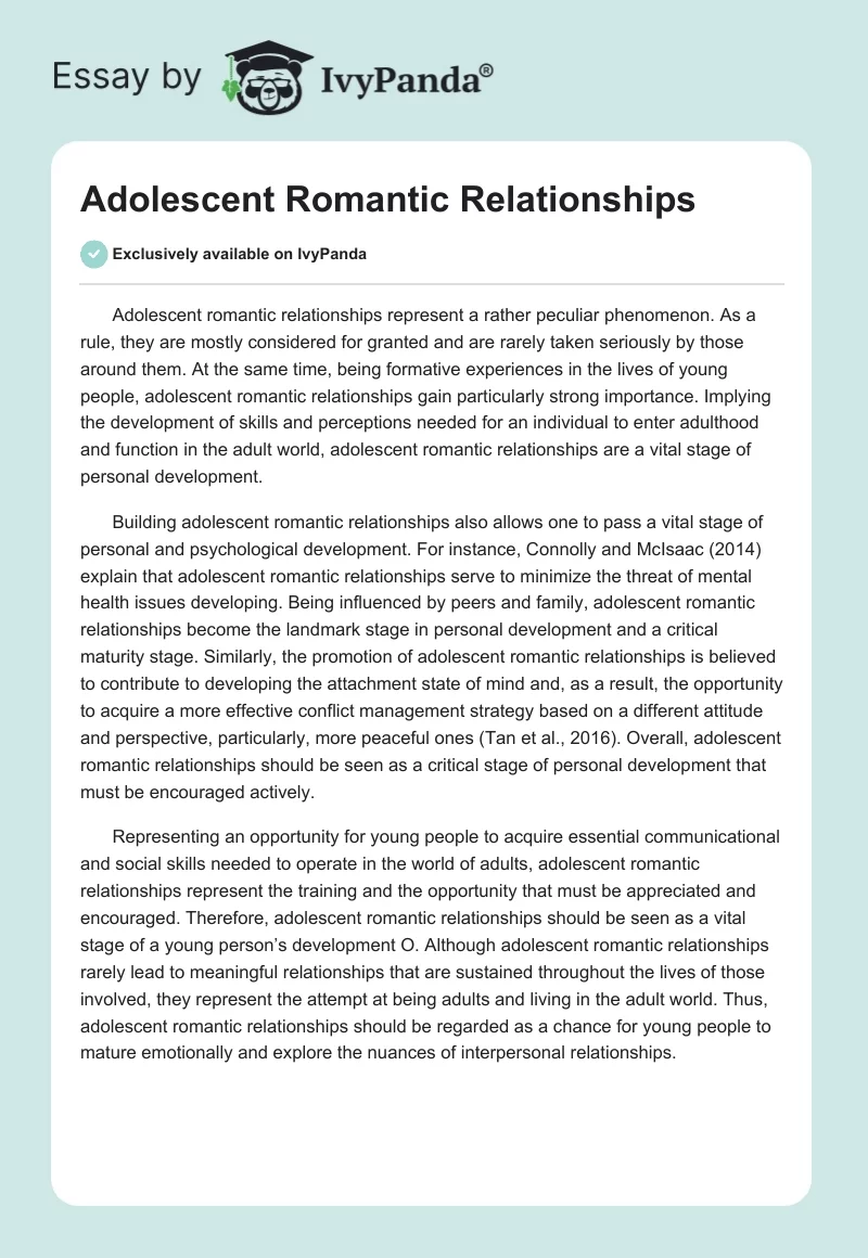 Adolescent Romantic Relationships. Page 1