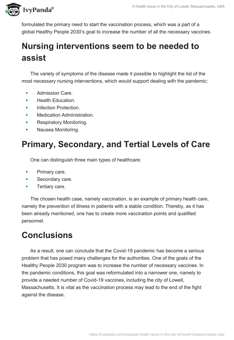 A Health Issue in the City of Lowell, Massachusetts, USA. Page 2
