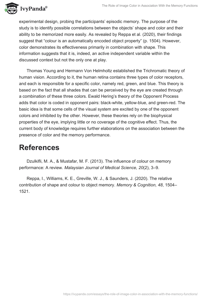 The Role of Image Color in Association With the Memory Functions. Page 2