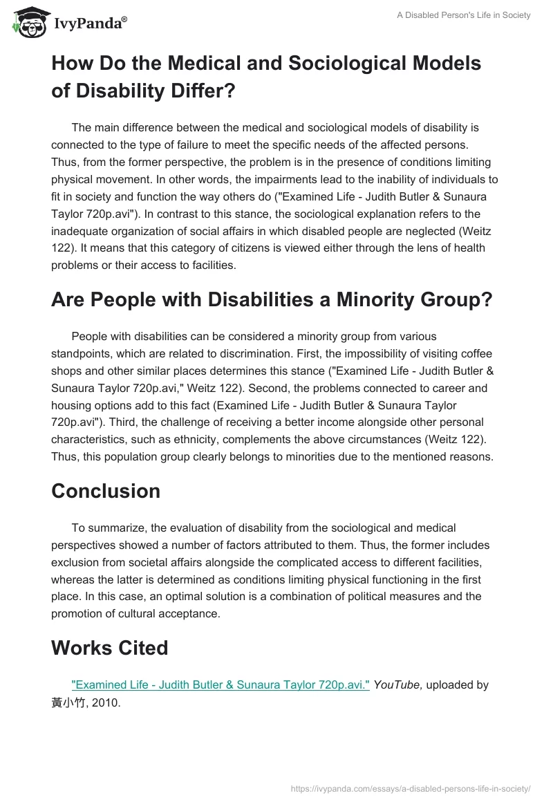 A Disabled Person's Life in Society. Page 2