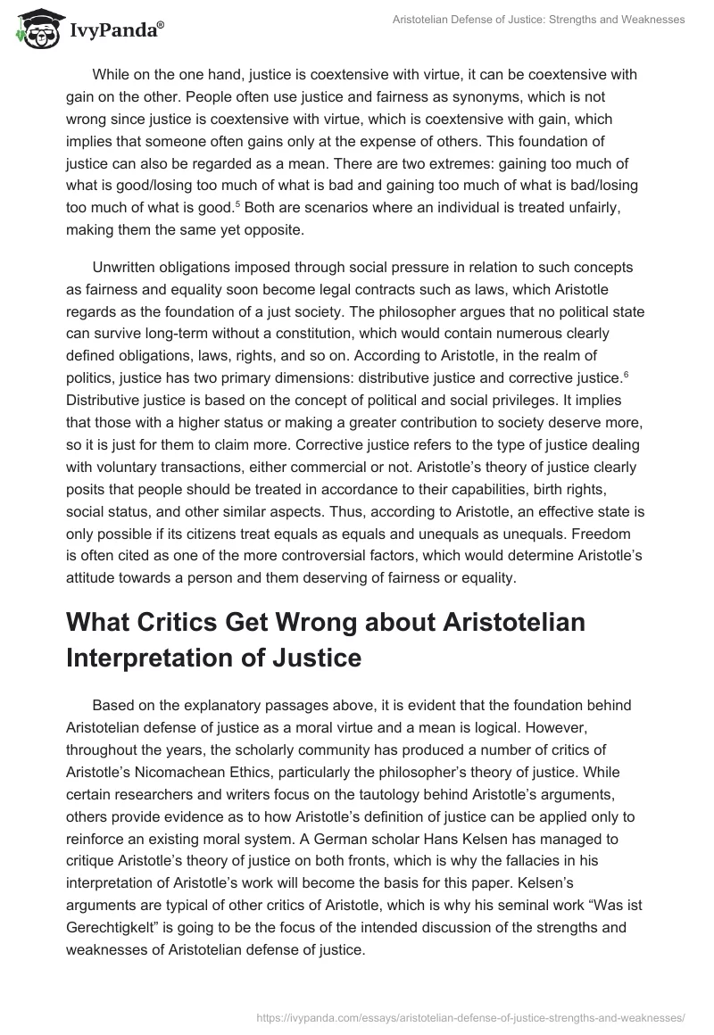 Aristotelian Defense of Justice: Strengths and Weaknesses. Page 3