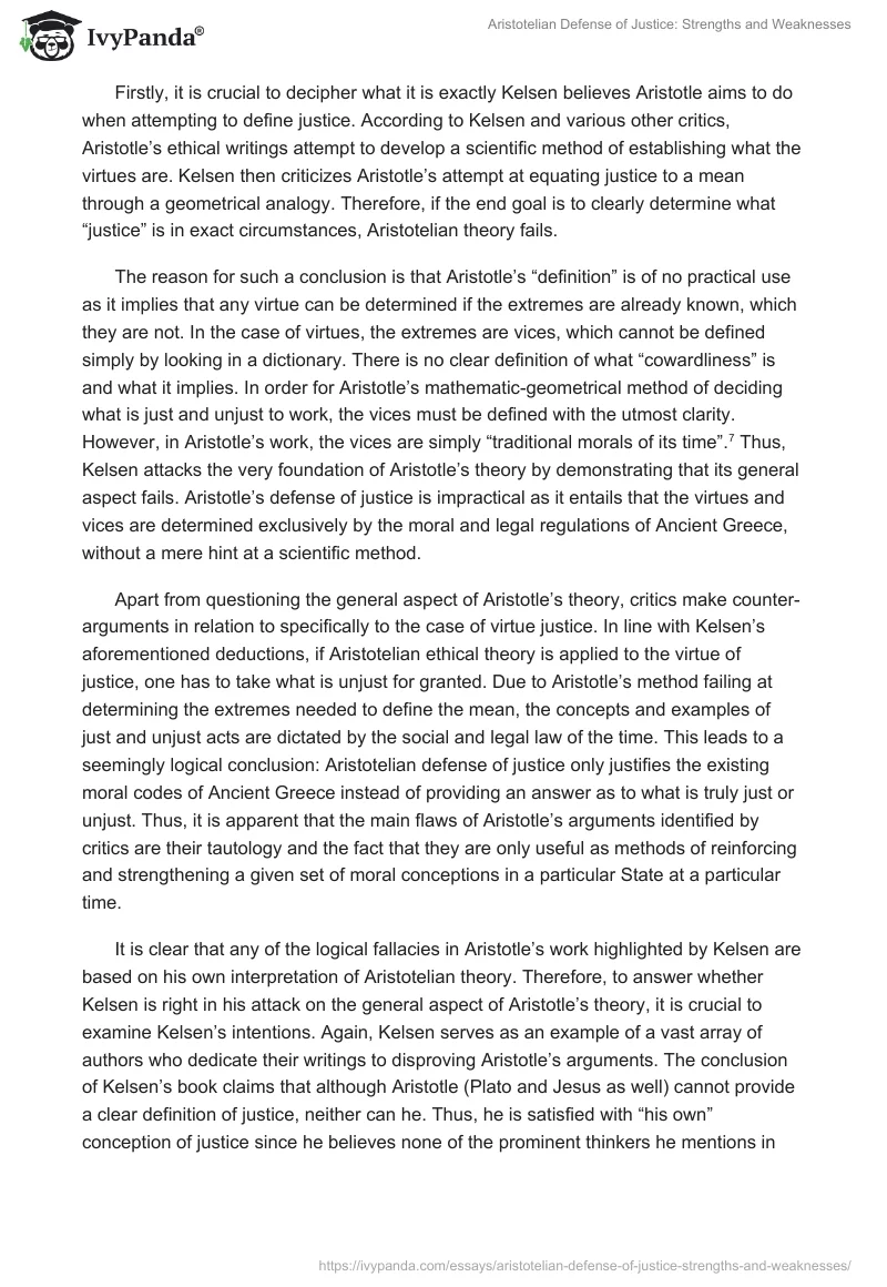 Aristotelian Defense of Justice: Strengths and Weaknesses. Page 4