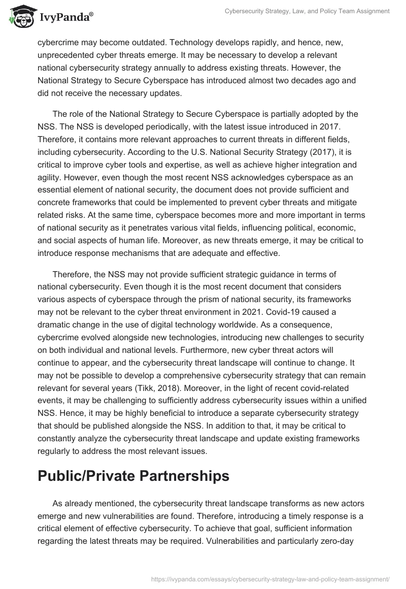 Cybersecurity Strategy, Law, and Policy Team Assignment. Page 2