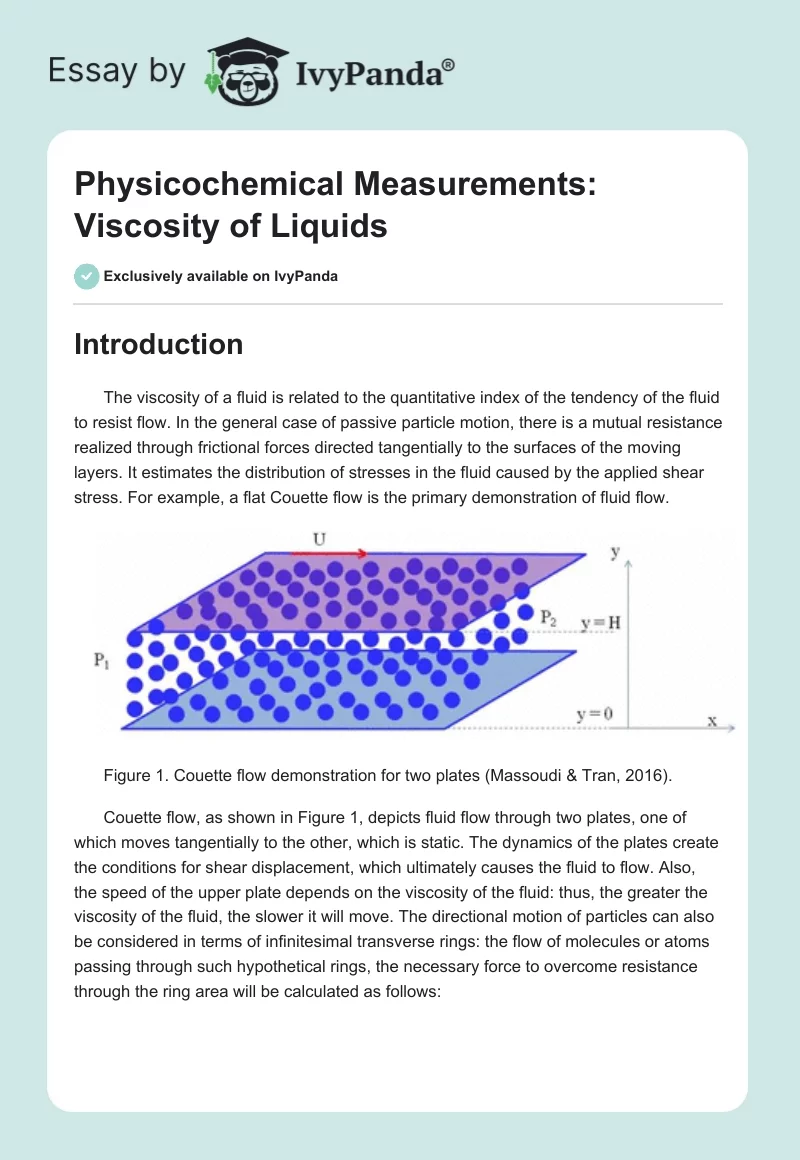 Physicochemical Measurements: Viscosity of Liquids. Page 1