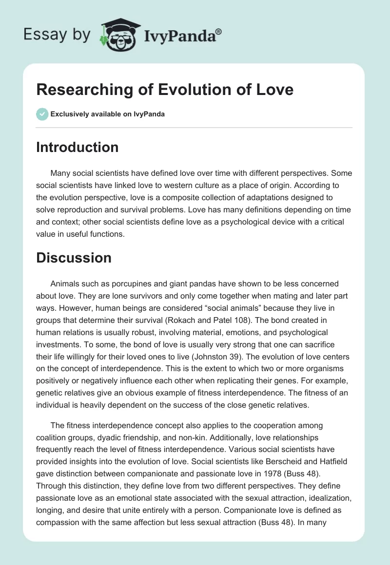 Researching of Evolution of Love. Page 1