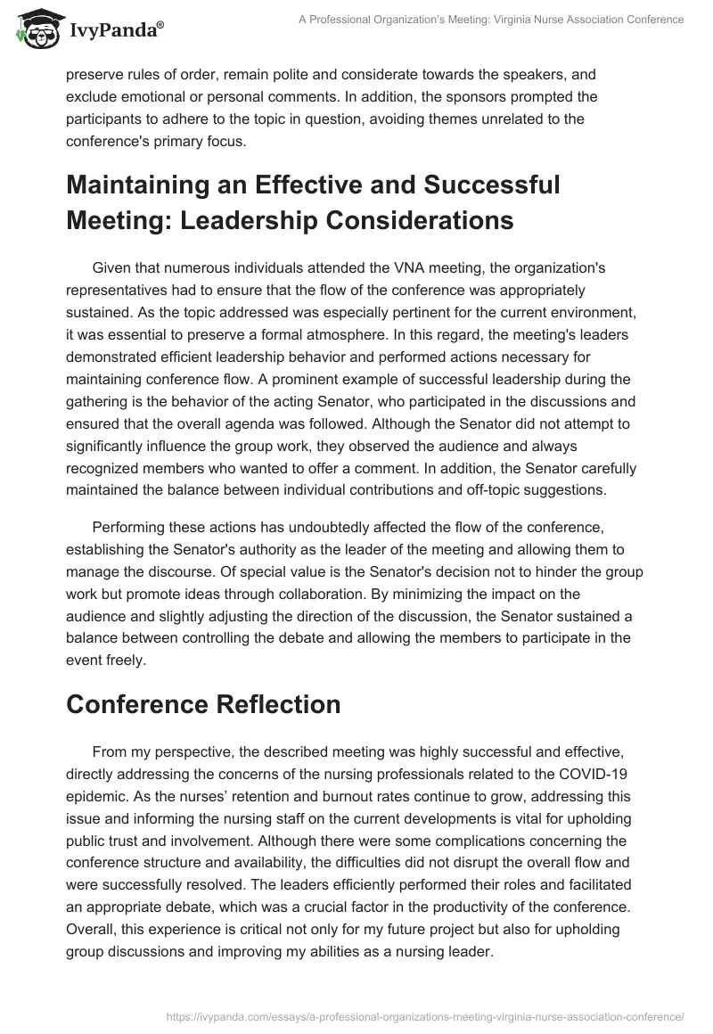 A Professional Organization’s Meeting: Virginia Nurse Association Conference. Page 3