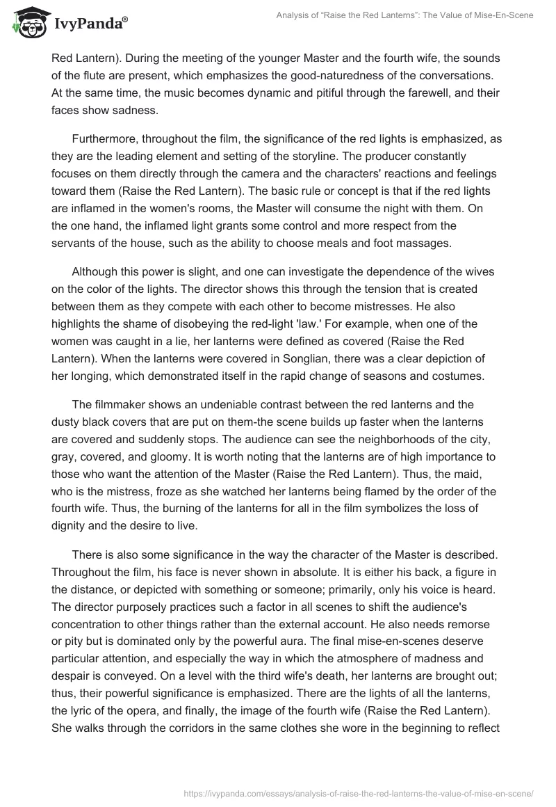 Analysis of “Raise the Red Lanterns”: The Value of Mise-En-Scene. Page 2