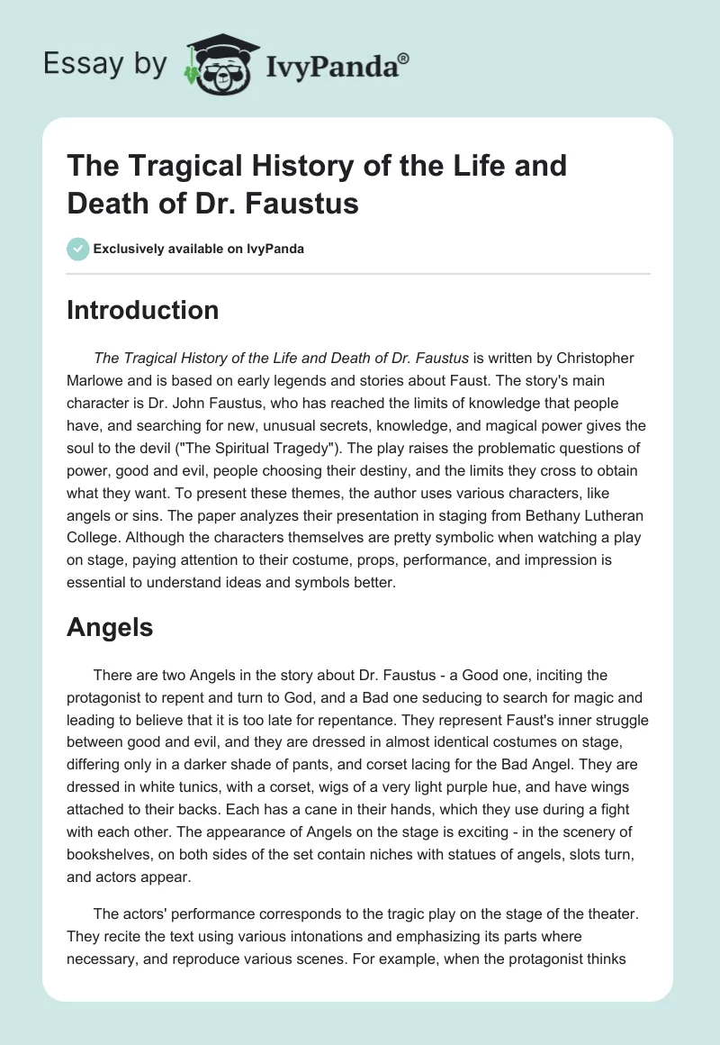 The Tragical History of the Life and Death of Dr. Faustus. Page 1