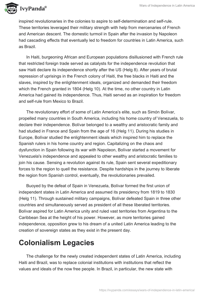 Wars of Independence in Latin America. Page 2