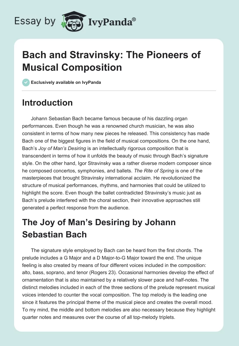 Bach and Stravinsky: The Pioneers of Musical Composition. Page 1