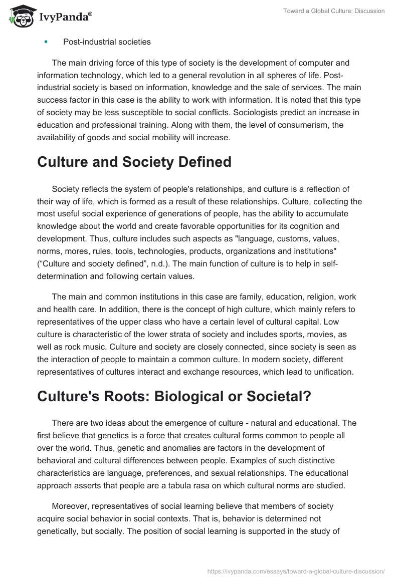 Toward a Global Culture: Discussion. Page 3