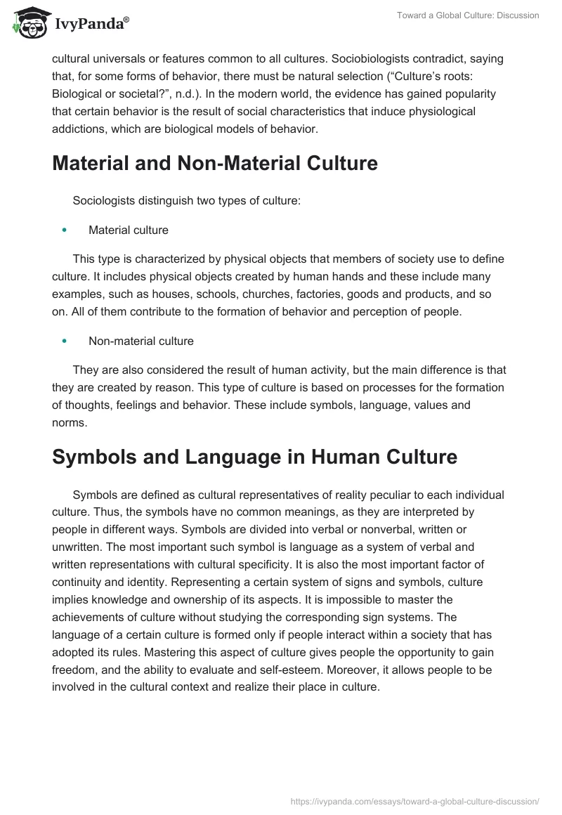 Toward a Global Culture: Discussion. Page 4