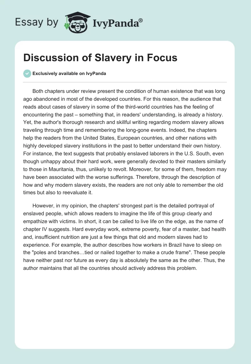 Discussion of Slavery in Focus. Page 1