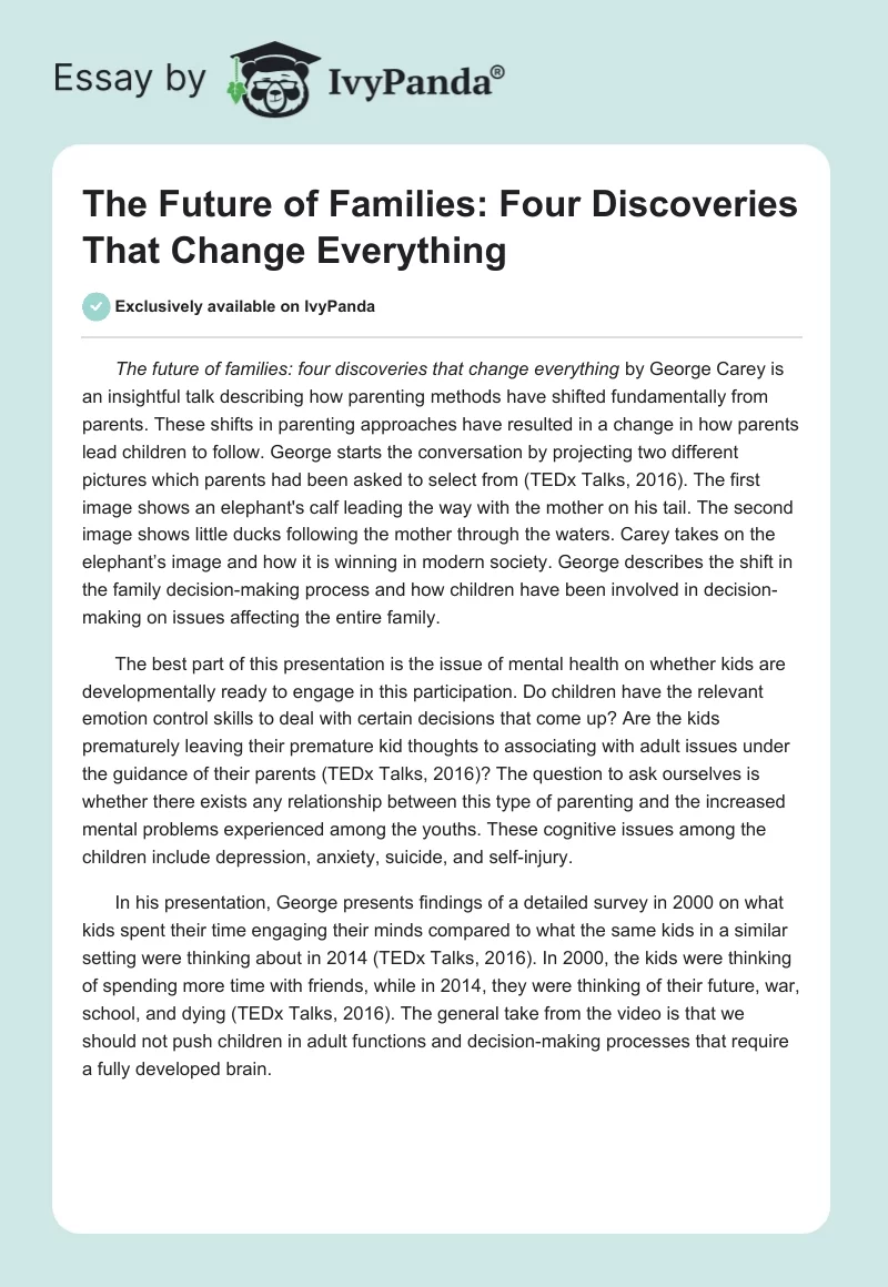 The Future of Families: Four Discoveries That Change Everything. Page 1