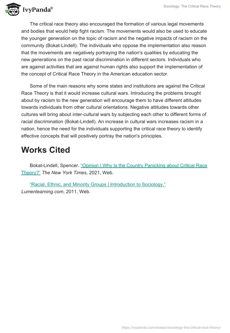 Sociology: The Critical Race Theory. Page 2