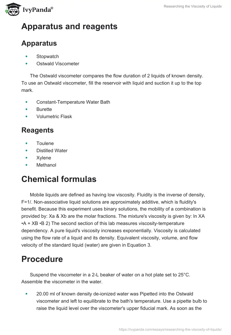Researching the Viscosity of Liquids. Page 2