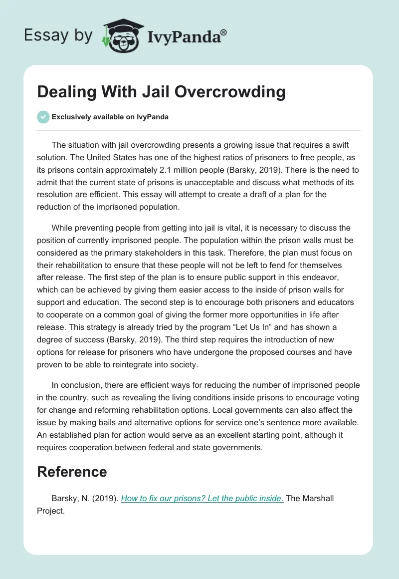 Dealing With Jail Overcrowding. Page 1