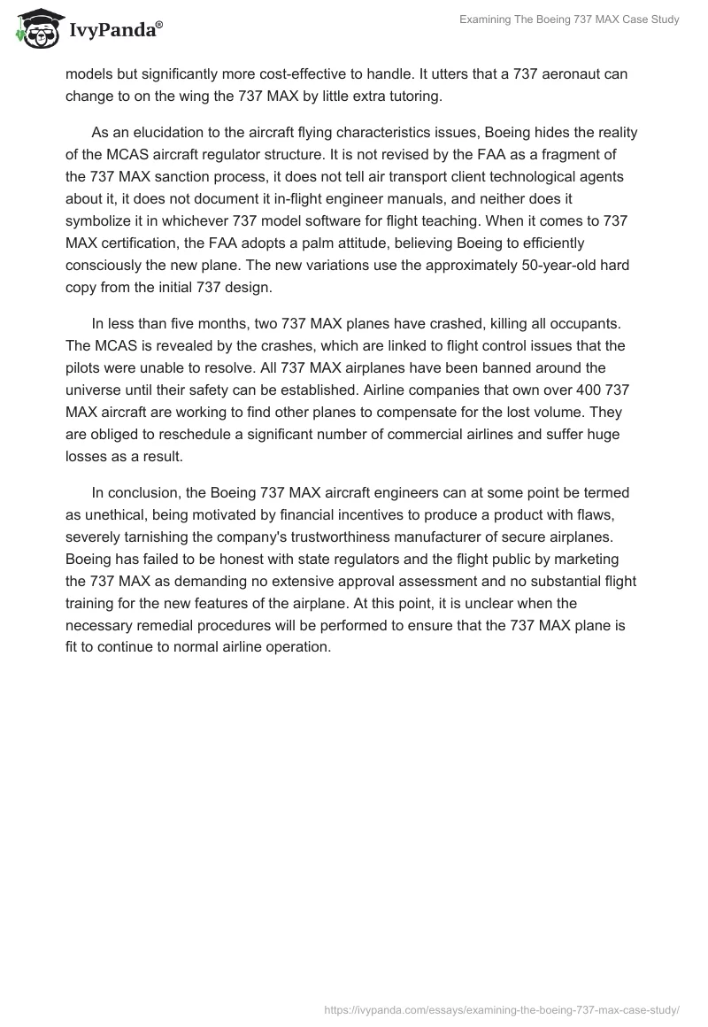 Examining The Boeing 737 MAX Case Study. Page 2