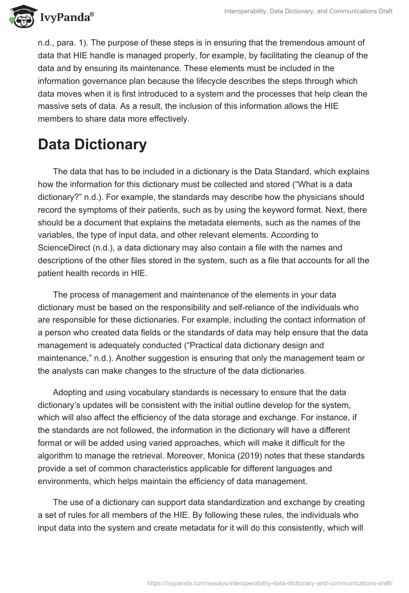 Interoperability, Data Dictionary, and Communications Draft. Page 3