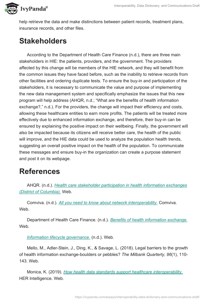 Interoperability, Data Dictionary, and Communications Draft. Page 4