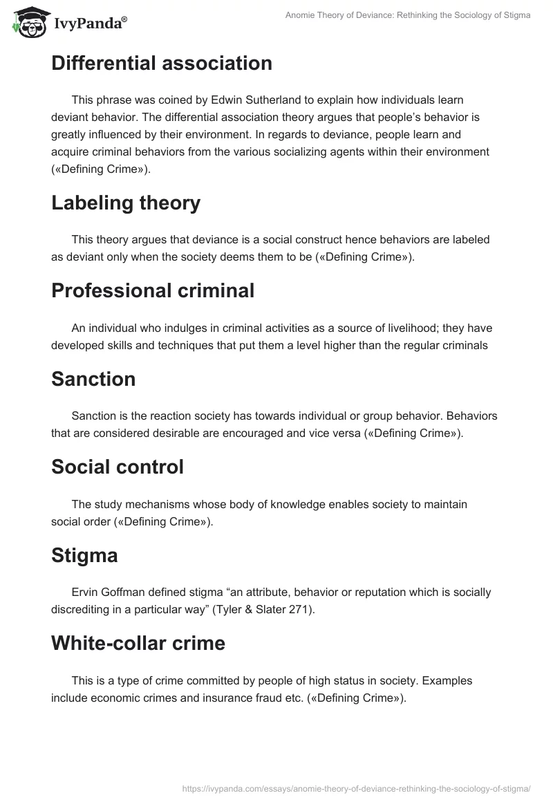 Anomie Theory of Deviance: Rethinking the Sociology of Stigma. Page 2