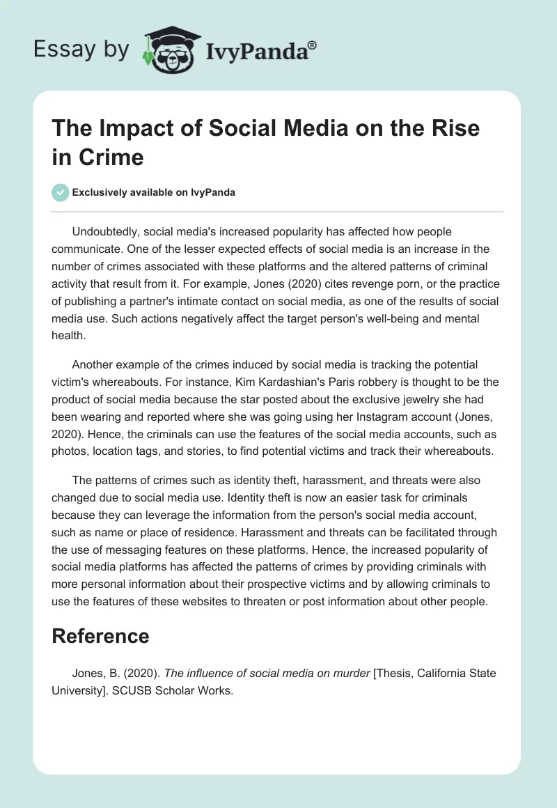 The Impact of Social Media on the Rise in Crime. Page 1