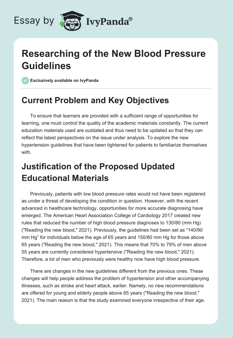 Researching of the New Blood Pressure Guidelines. Page 1