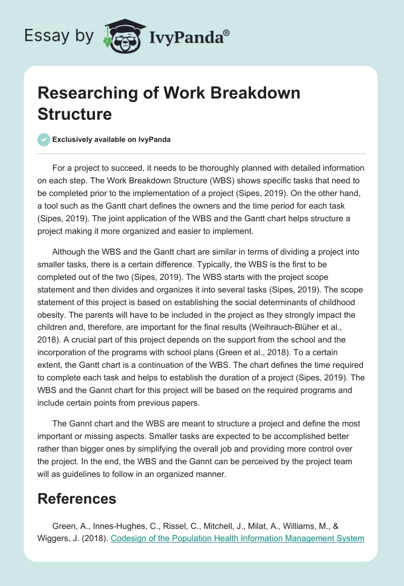 Researching of Work Breakdown Structure. Page 1