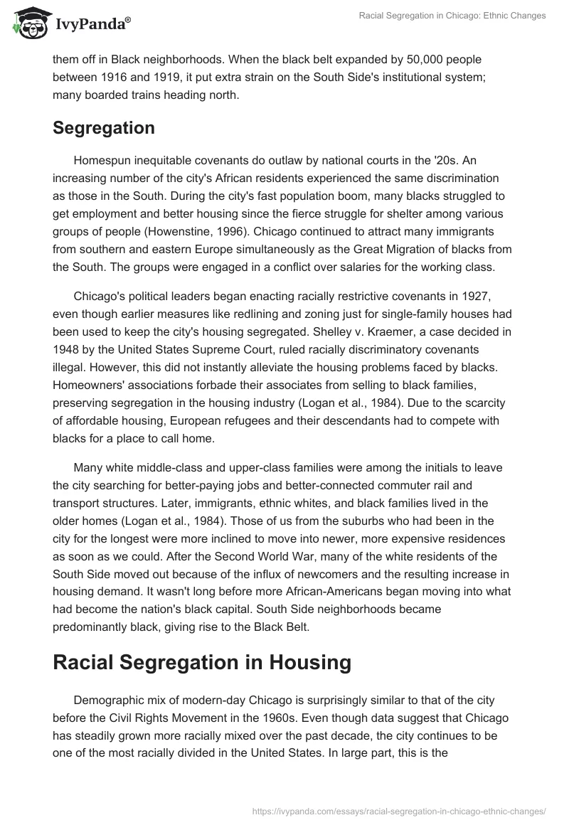 Racial Segregation in Chicago: Ethnic Changes. Page 4