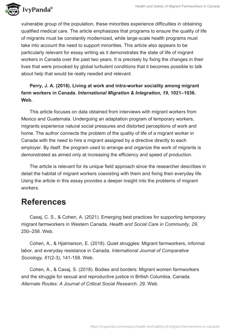 Health and Safety of Migrant Farmworkers in Canada. Page 3