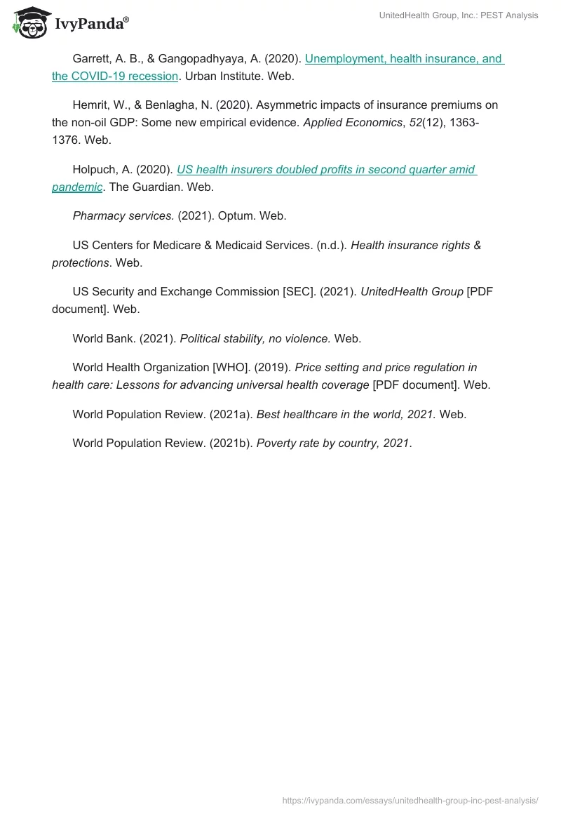 UnitedHealth Group, Inc.: PEST Analysis. Page 5