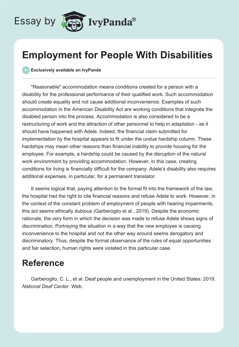 Employment for People With Disabilities. Page 1