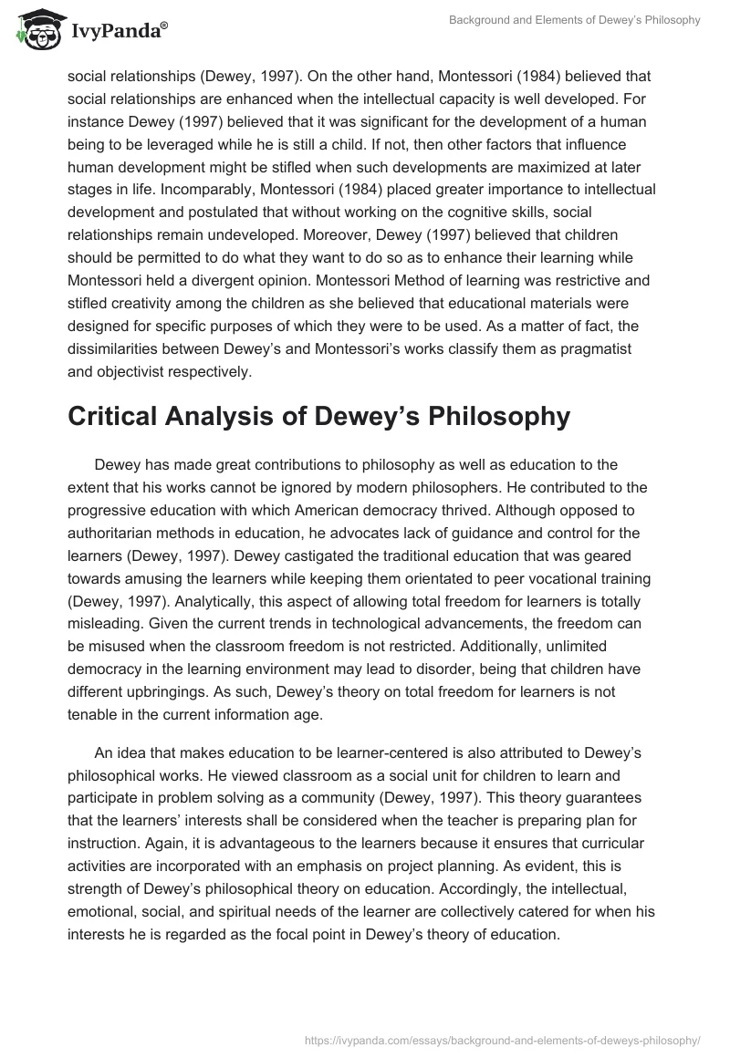 Background and Elements of Dewey’s Philosophy. Page 4