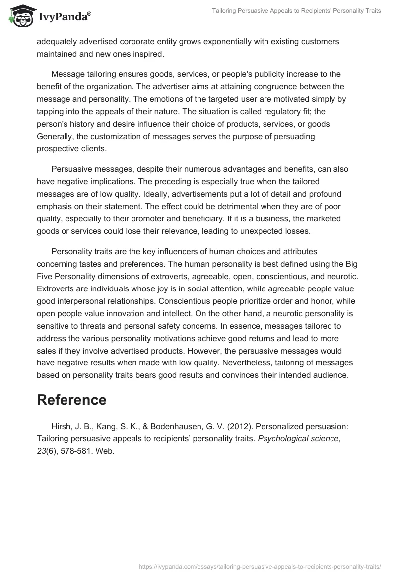 Tailoring Persuasive Appeals to Recipients’ Personality Traits. Page 2