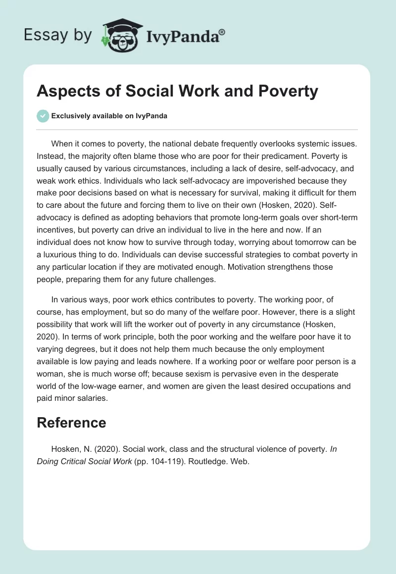 Aspects of Social Work and Poverty. Page 1