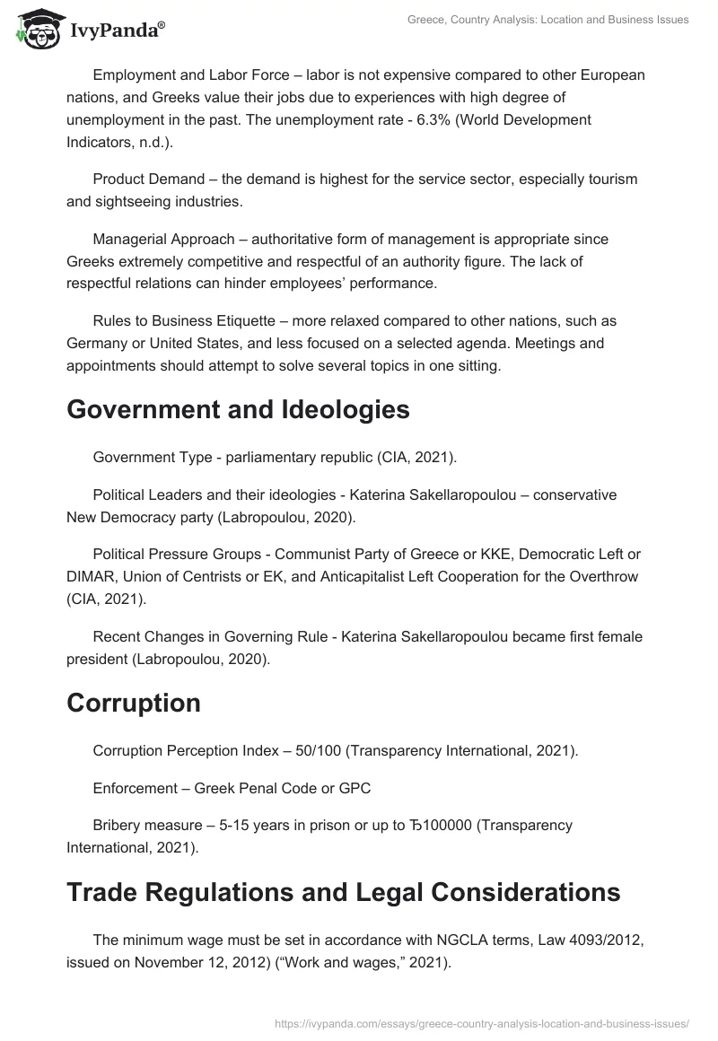 Greece, Country Analysis: Location and Business Issues. Page 3