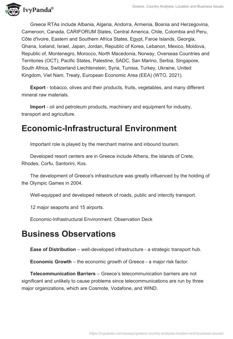 Greece, Country Analysis: Location and Business Issues. Page 5