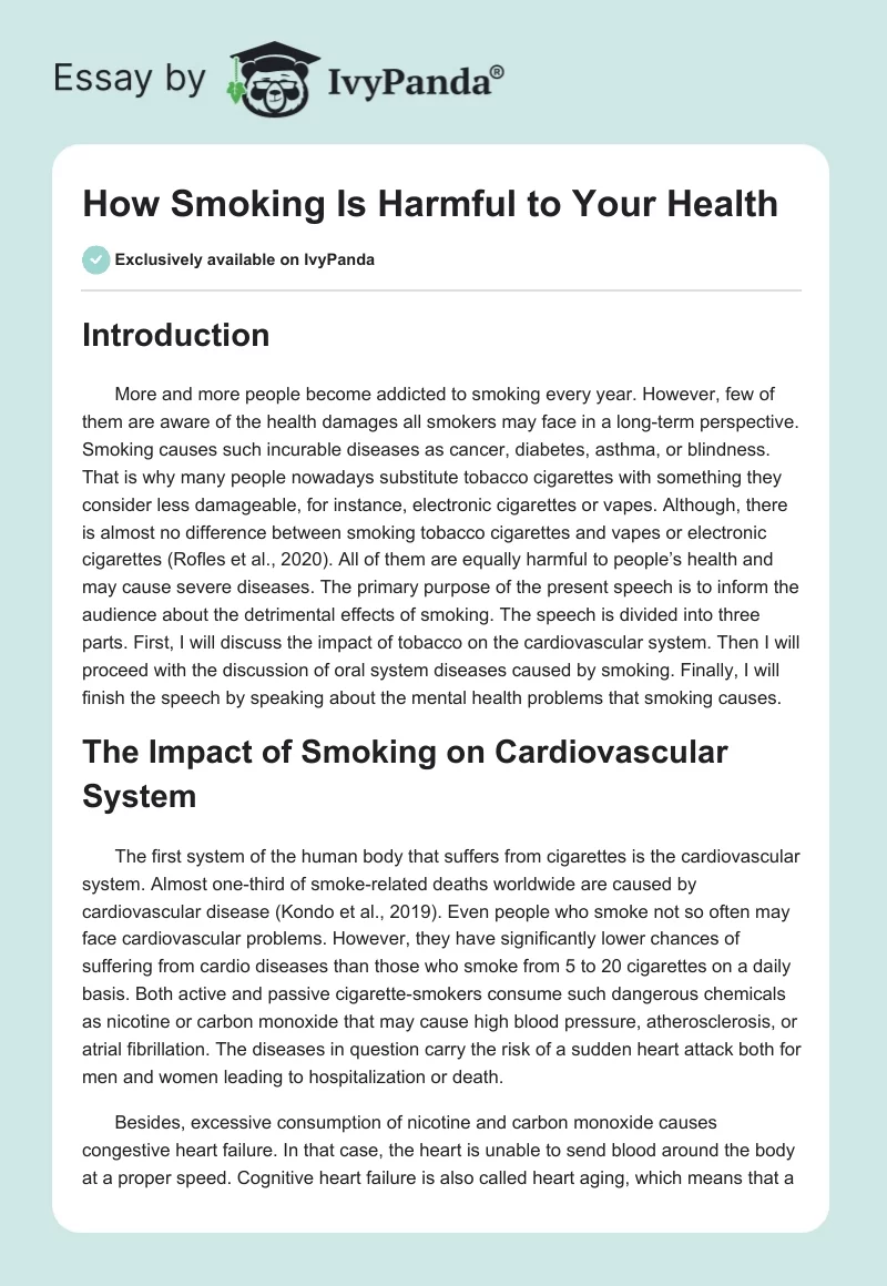 How Smoking Is Harmful to Your Health. Page 1