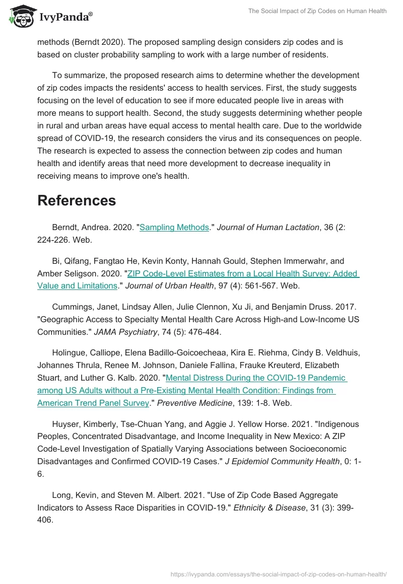 The Social Impact of Zip Codes on Human Health. Page 5