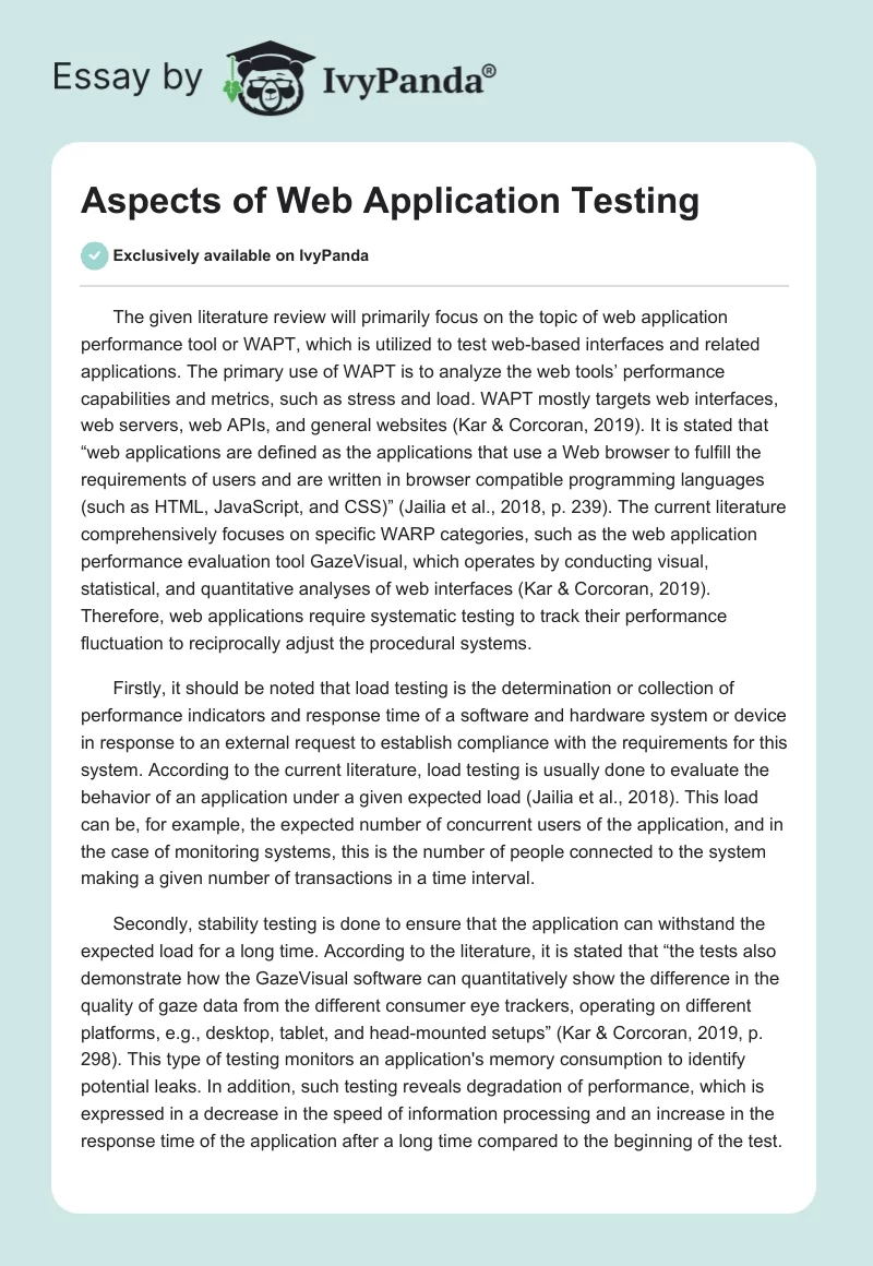 Aspects of Web Application Testing. Page 1
