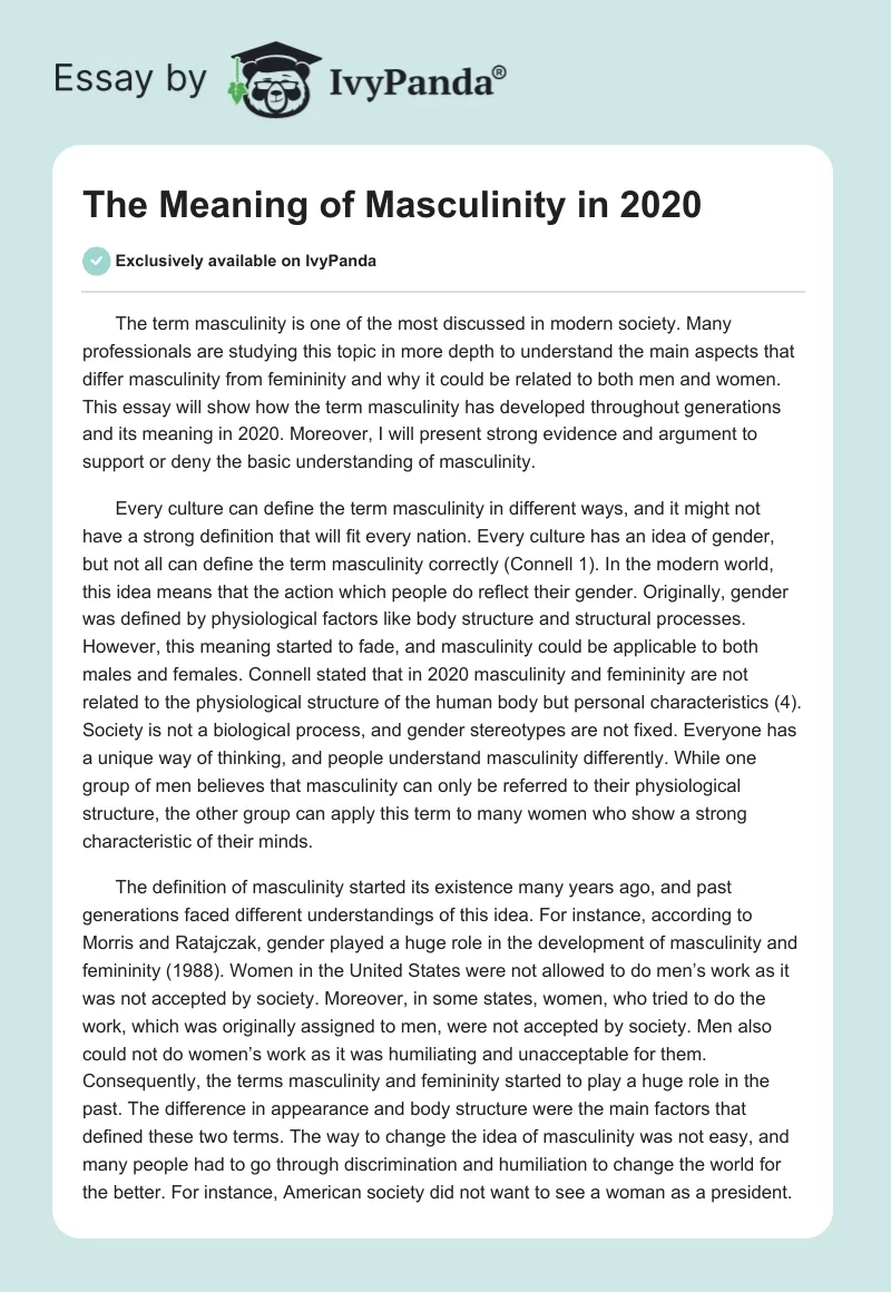 The Meaning of Masculinity in 2020. Page 1