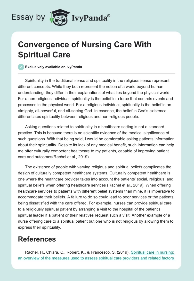 Convergence of Nursing Care With Spiritual Care. Page 1