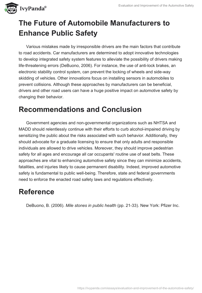 Evaluation and Improvement of the Automotive Safety. Page 4