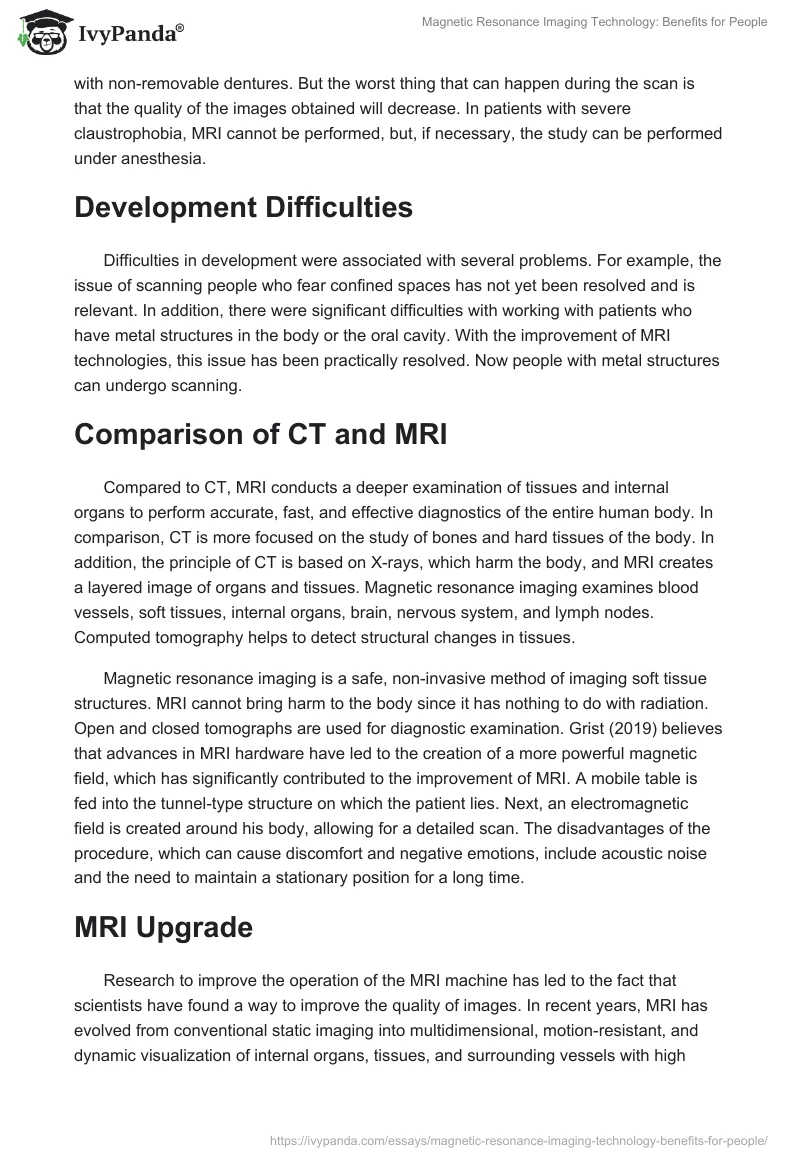 Magnetic Resonance Imaging Technology: Benefits for People. Page 3