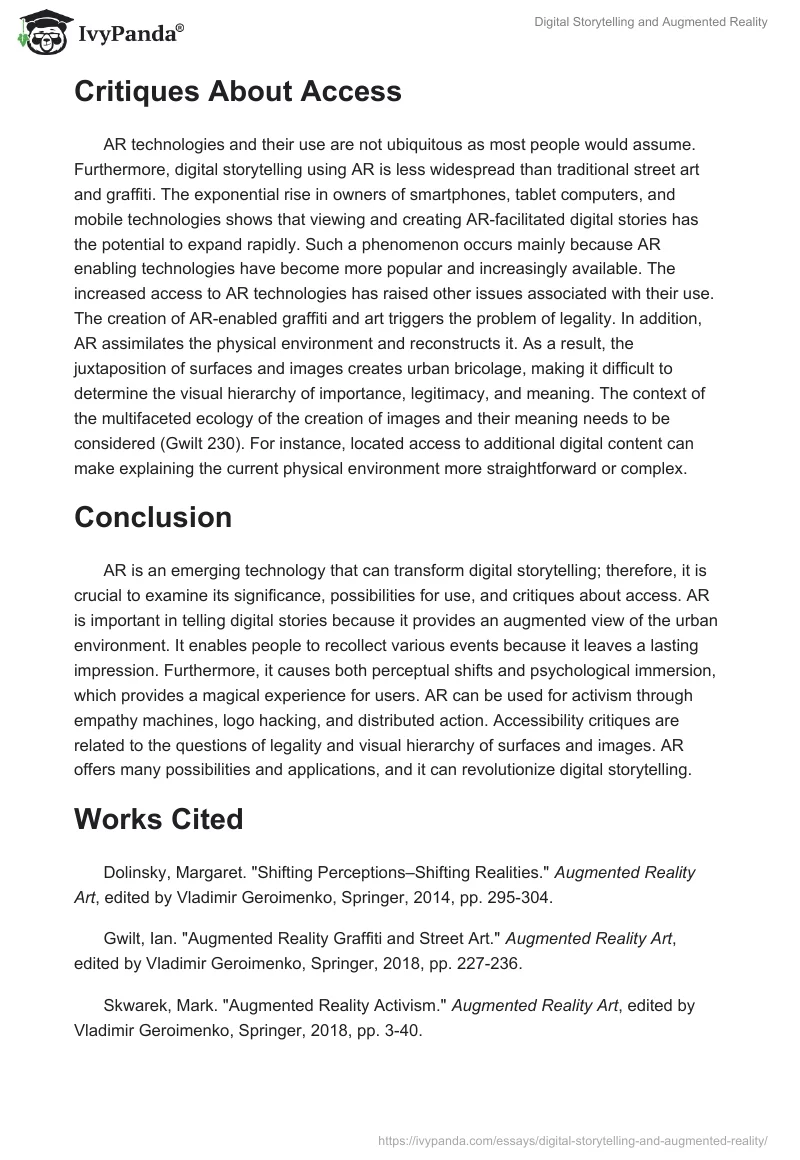 Digital Storytelling and Augmented Reality. Page 4